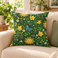 Ostara Sun & Daffodil Faux Suede Pillow – Green Witch Spring Decor