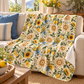 Litha Sunflower & Lemon Velveteen Plush Throw | Lightweight Summer Solstice Blanket