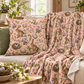 Ostara Rabbit & Spring Egg Velveteen Plush Throw | Lightweight Pink Spring Blanket