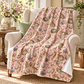 Ostara Rabbit & Spring Egg Velveteen Plush Throw | Lightweight Pink Spring Blanket