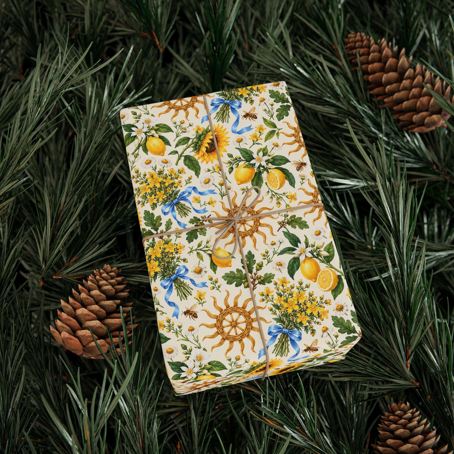 Litha Sunflower & Solstice Wheel Wrapping Paper