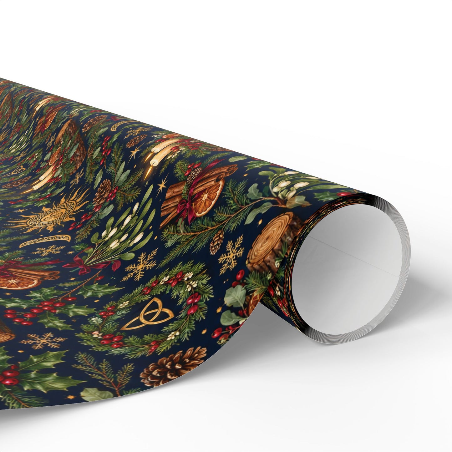 Celtic Yule Log & Solstice Sun Wrapping Paper