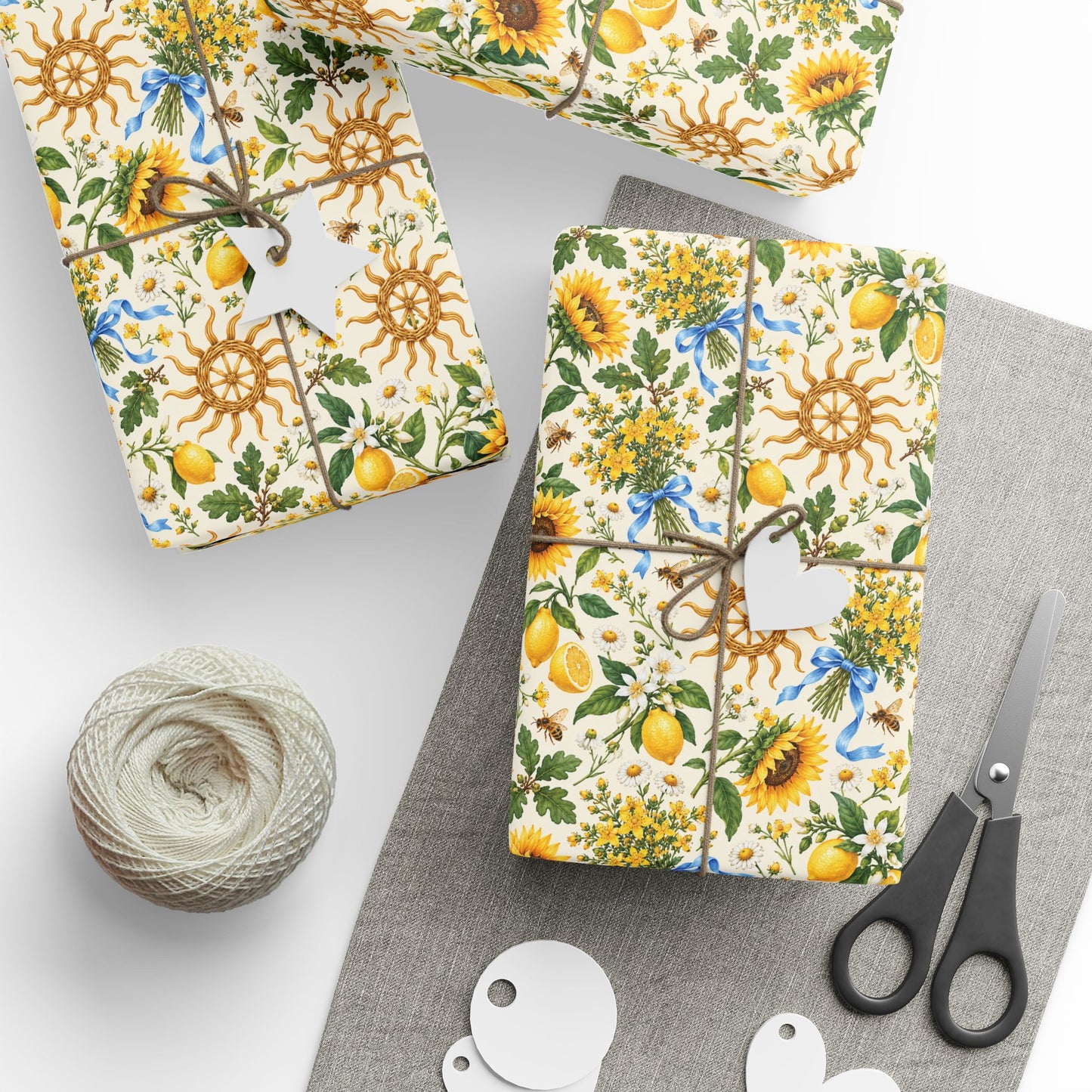 Litha Sunflower & Solstice Wheel Wrapping Paper