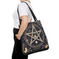 Mystical Pentagram Tote Bag, Witchy Accessories, Esoteric Gifts, Pagan Tote, Bohemian Style, Everyday Carryall - Divine Mystic Moons