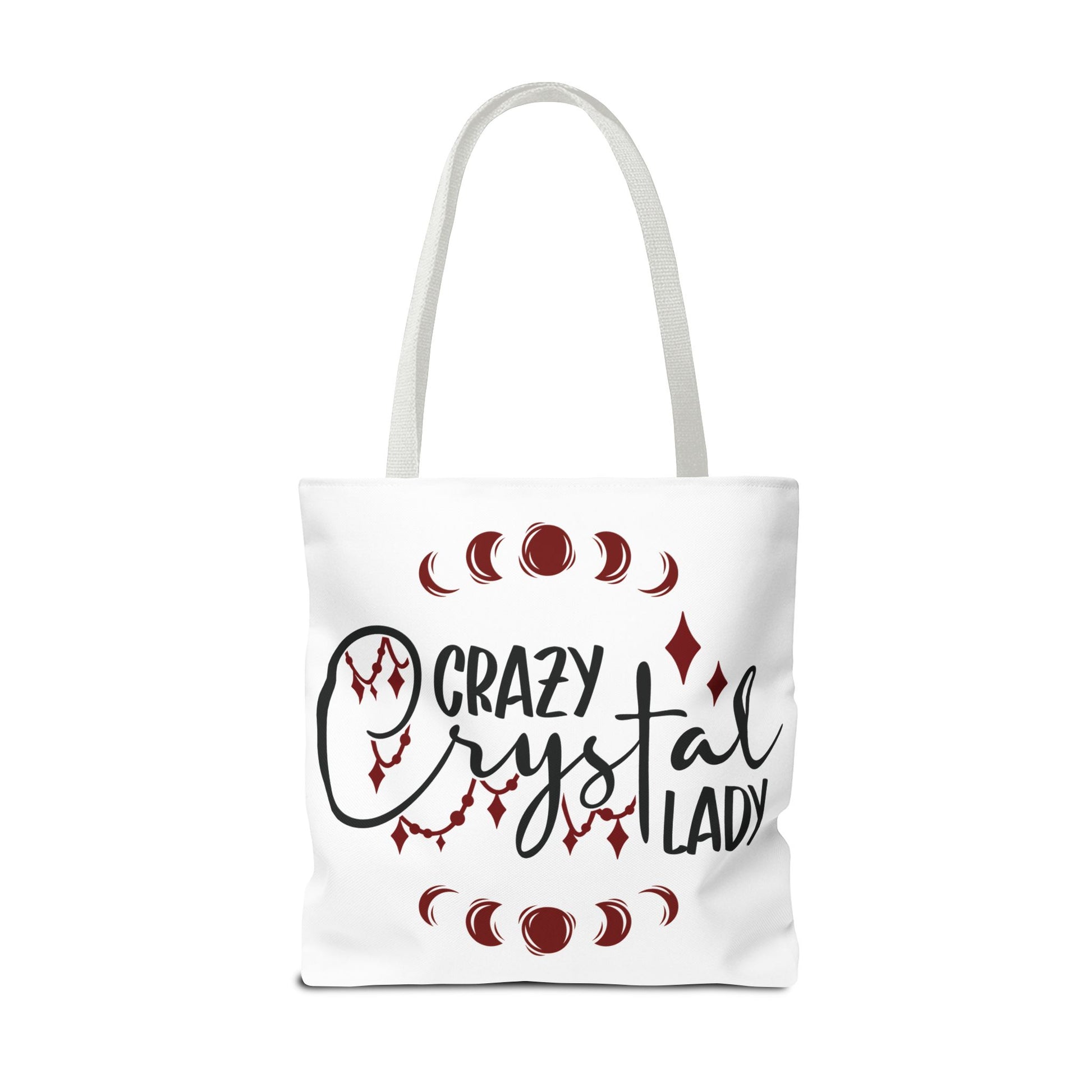 Crazy Crystal Lady Tote Bag - Perfect for Gift, Witchcraft, Crystals, Shopping, Eco-Friendly, Astrology Lover - Divine Mystic Moons
