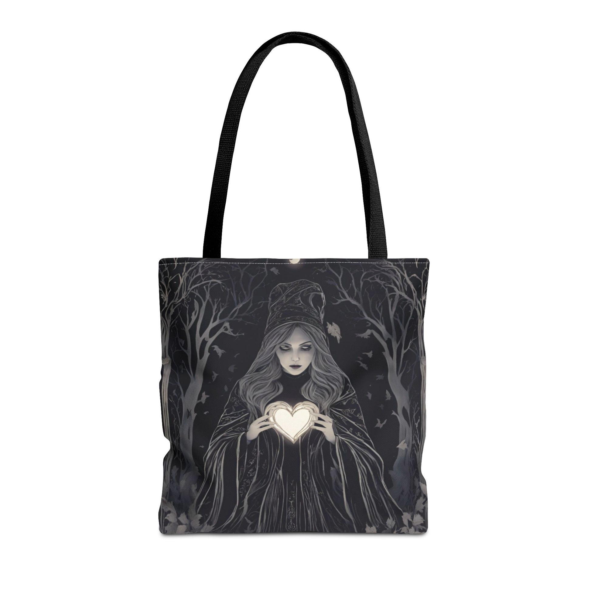 Mystical Heart Tote Bag - Gothic Fashion, Witchy Style, Witchy Gift, Perfect for Halloween, Everyday Use, Stylish Accessory - Divine Mystic Moons