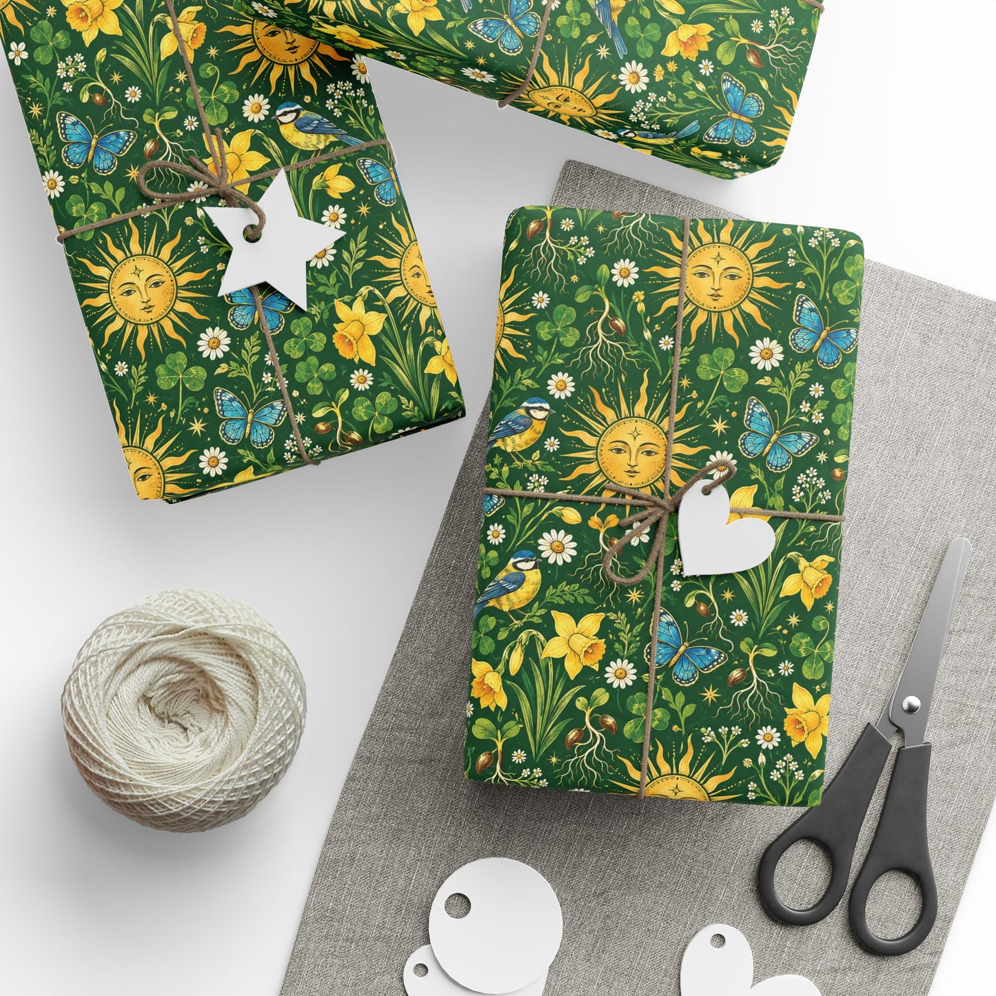 Ostara Golden Sun & Spring Meadow Wrapping Paper