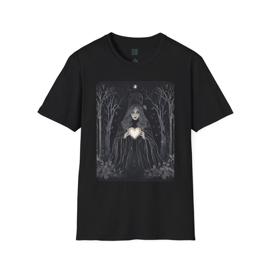 Hecate Greek Goddess, Mystical Heart Unisex T-Shirt, Gothic Style Tee, Crossroads, Magic, and Witchcraft Casual Wear, Vintage Aesthetic - Divine Mystic Moons
