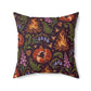Beltane Fox & Bonfire Faux Suede Pillow – Purple Woodland Witch Decor