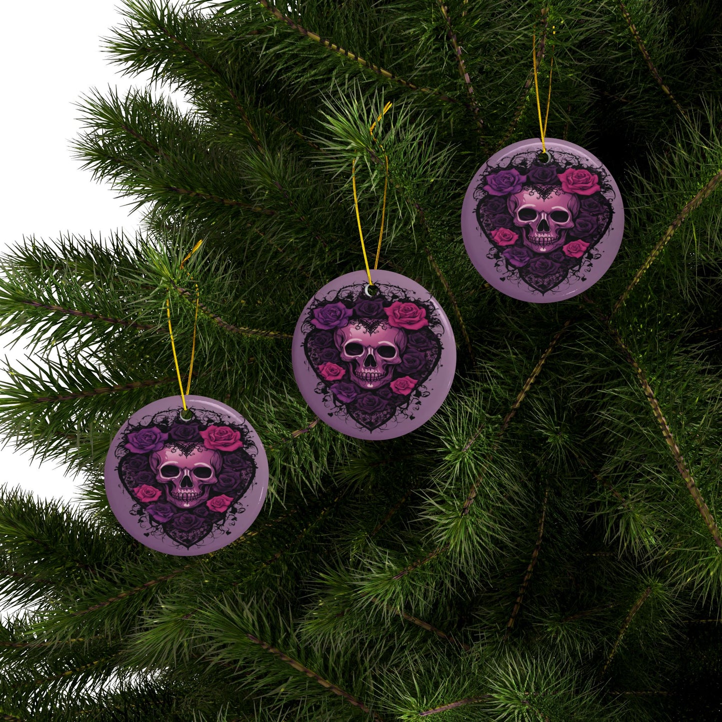 Purple Skull and Roses Holiday Ornament Alter Decor Home Decoration (1pc, 3pcs, 5pcs, 10pcs) - Divine Mystic Moons