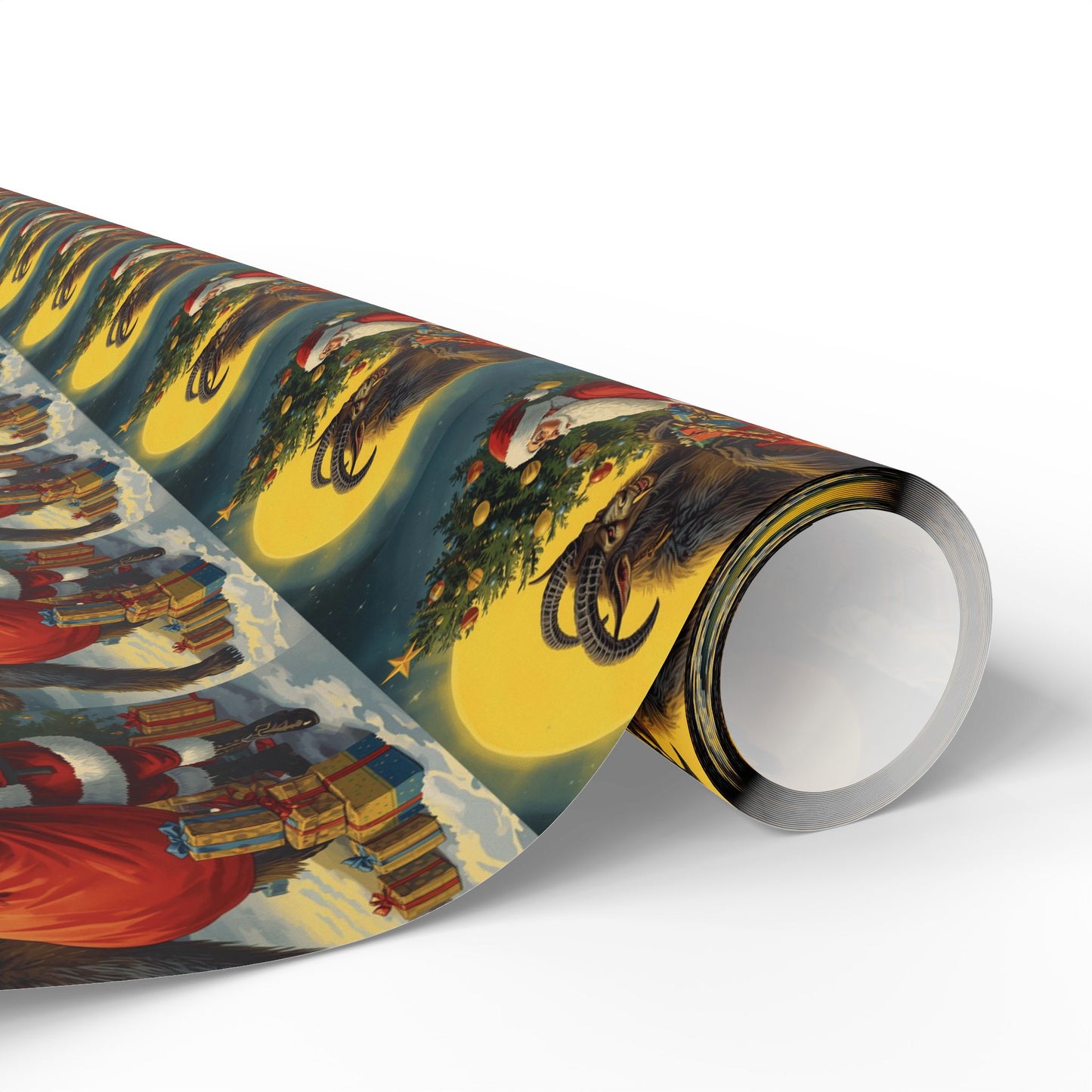 Krampus & Santa Winter Folklore Wrapping Paper