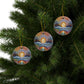 Abstract Winter Scene Ceramic Ornaments - 2-Sided Winter Spiritual Landscape, Tree Ornament, Holiday Decor, Home Decoration - Divine Mystic Moons