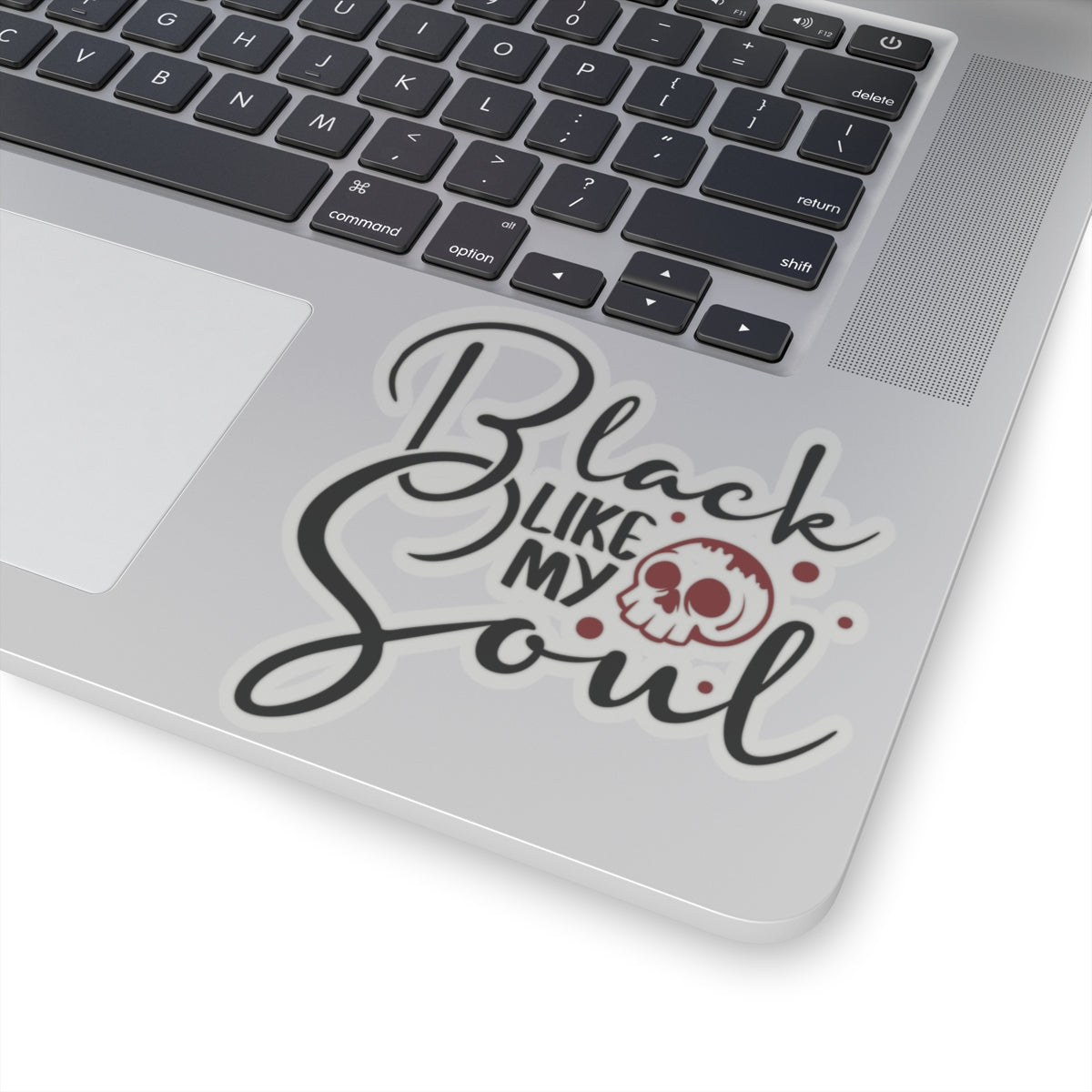 Black Like My Soul Skull Design, Perfect for Laptops, Journals, Water Bottles, Gifts, Gothic Kiss-Cut Stickers - Divine Mystic Moons