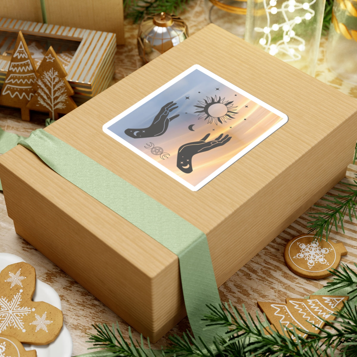 Stickers, Witch Hands Sun Moon Phases Mystical Art, Laptop Decal, Water Bottle Sticker, Planner Decor, Halloween Decorations, Mystical Gift - Divine Mystic Moons