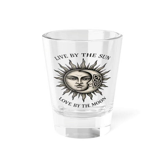Celestial Shot Glass Live by the Sun, Love by the Moon Gifts, Celestial Sun and Moon Barware, Mystical Pagan Gift, Astrology Kitchen Decor - Divine Mystic Moons