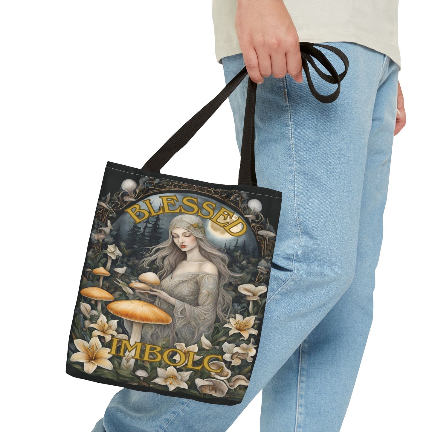 Imbolc Blessed Tote Bag | Witchy Eco-Friendly Carrier, Gardening Bag, Holiday Gift, Spiritual Tote, Adjustable Straps - Divine Mystic Moons