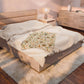 Imbolc Lamb & Brigid’s Cross Velveteen Plush Throw | Lightweight Snowdrop Blanket