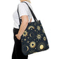 Celestial Tote Bag, Starry Sky Beach Bag, Astrology Shopping Tote, Cosmic Gift for Astronomers, Lunar Print Market Tote - Divine Mystic Moons