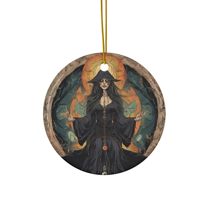 Mystical Witch Ceramic Ornaments - Enchanting Home Decor, Perfect for Halloween, Yule, Spiritual Celebrations, Magical Gift Ideas - Divine Mystic Moons