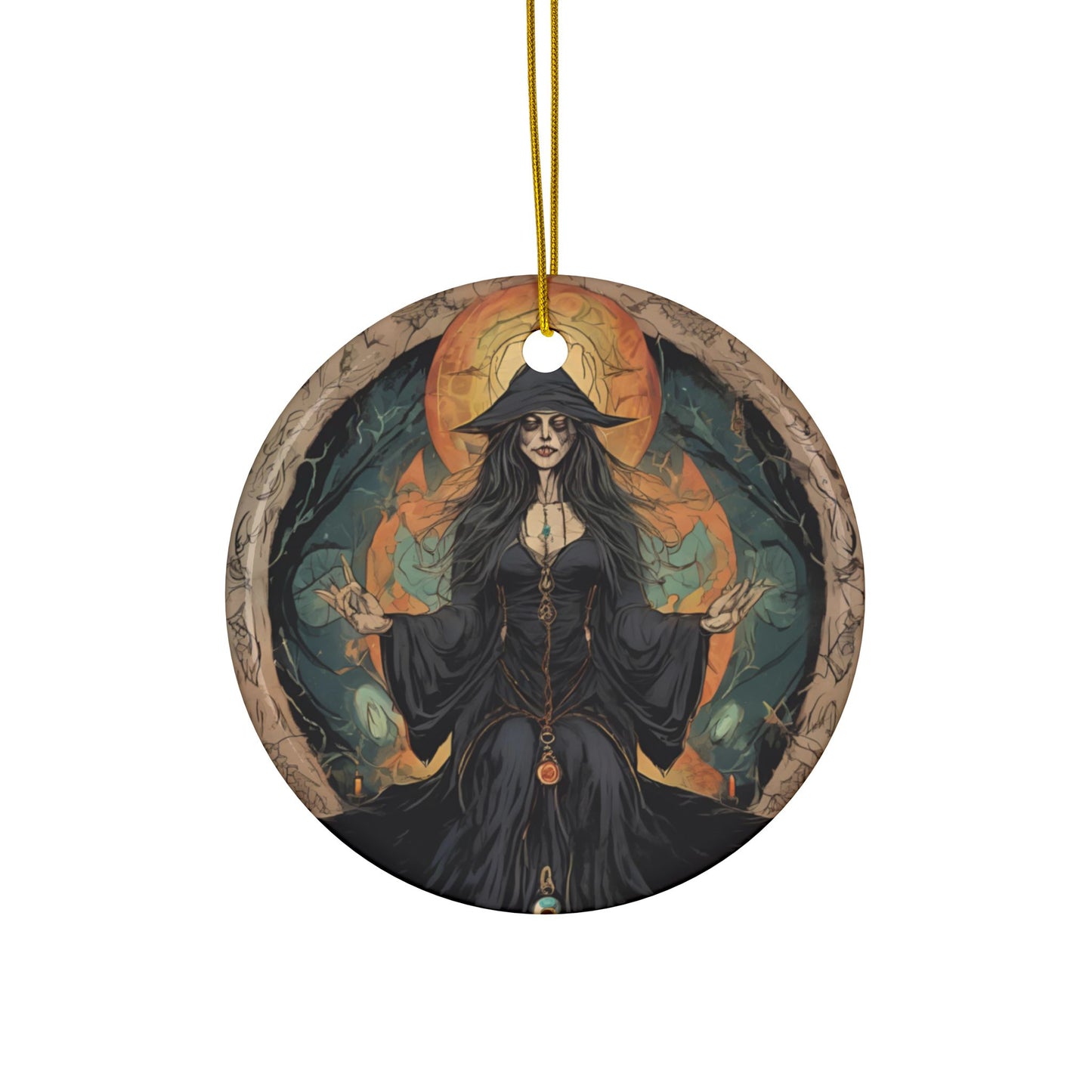 Mystical Witch Ceramic Ornaments - Enchanting Home Decor, Perfect for Halloween, Yule, Spiritual Celebrations, Magical Gift Ideas - Divine Mystic Moons