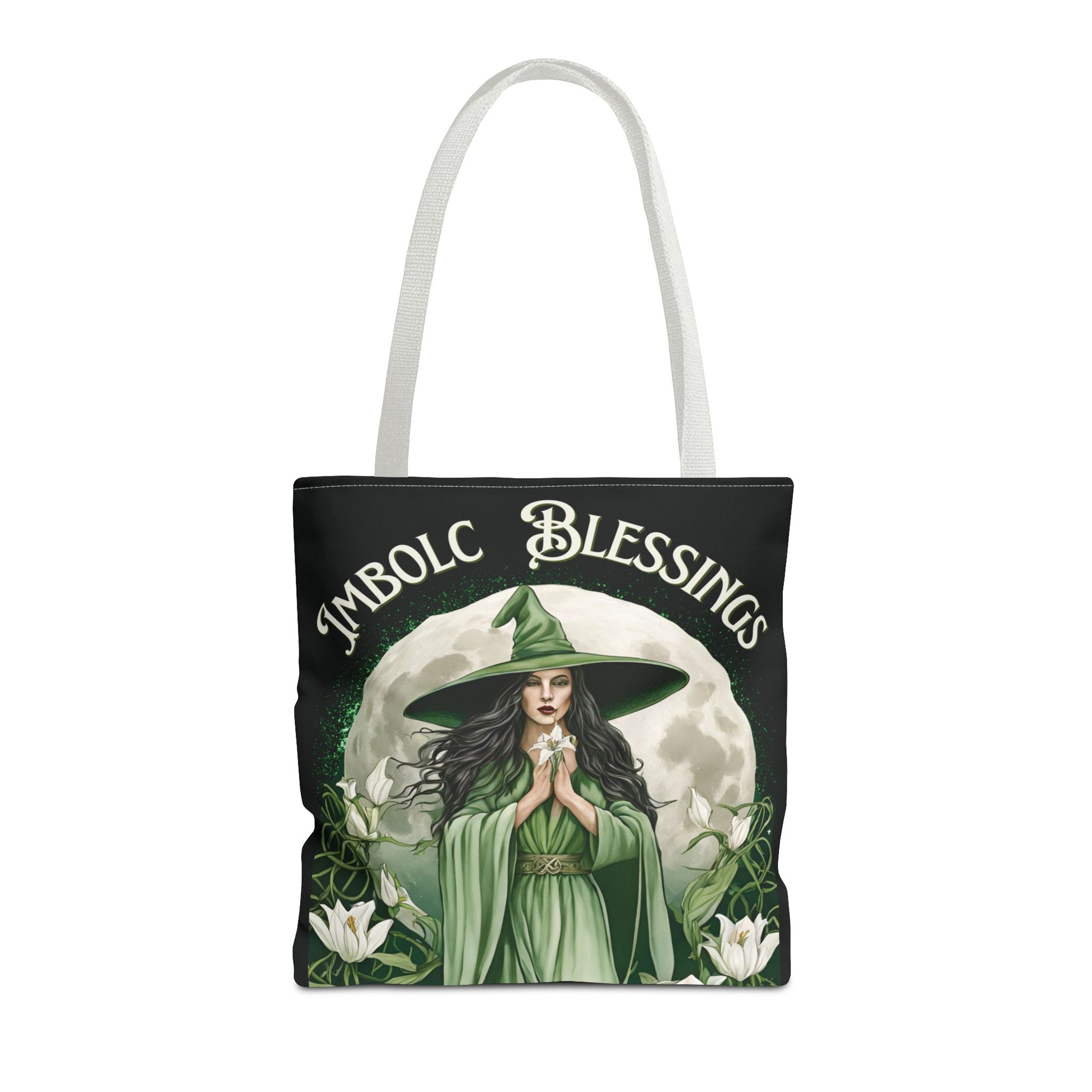 Imbolc Blessings Tote Bag, Wiccan Gift, Witchy Style Bag, Green Witch Shopping Tote, Wheel of the Year, Blessed Be - Divine Mystic Moons