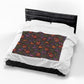 Beltane Fox & Bonfire Velveteen Plush Blanket – Lightweight Purple Woodland Throw - Divine Mystic Moons