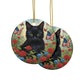 Black Cat Patriotic Ceramic Ornaments, 2-Sided Print, Holiday Decor, Gift for Cat Lovers, Memorial Decoration, Festive Home Accents