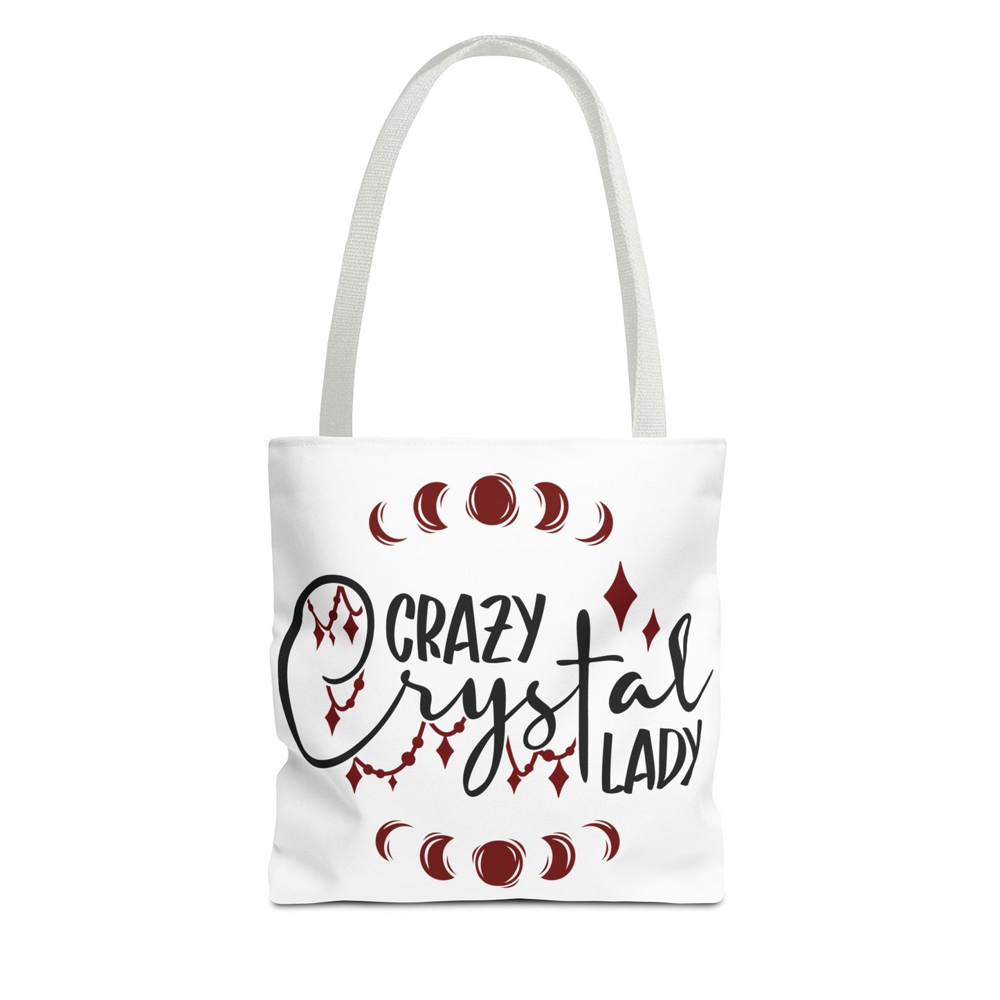 Crazy Crystal Lady Tote Bag - Perfect for Gift, Witchcraft, Crystals, Shopping, Eco-Friendly, Astrology Lover - Divine Mystic Moons