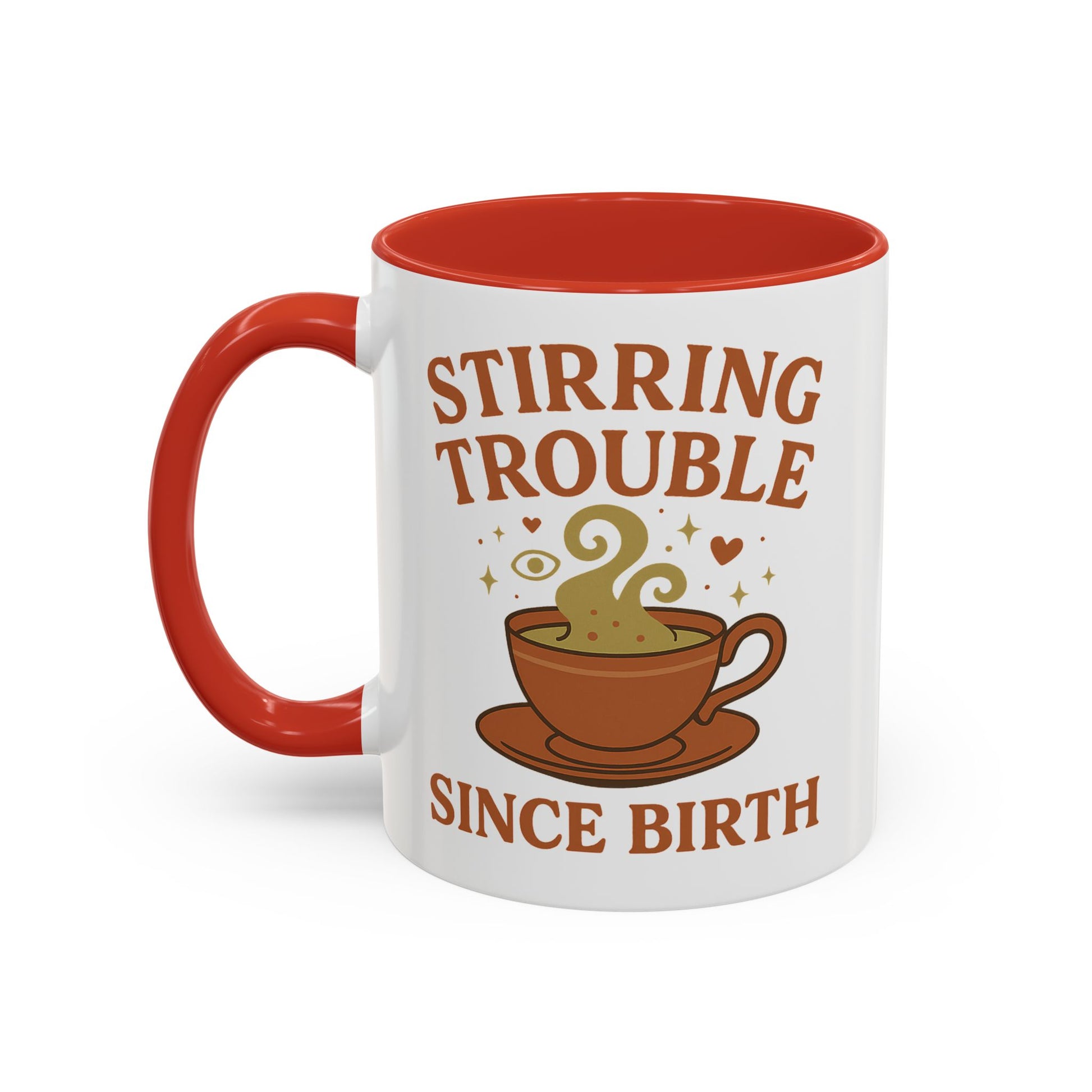 Stirring Trouble Since Birth Mug | Funny Witch Mug | Whimsical Witchcore Coffee Cup | Earth Tone Aesthetic | DivineMysticMoons Gift - Divine Mystic Moons