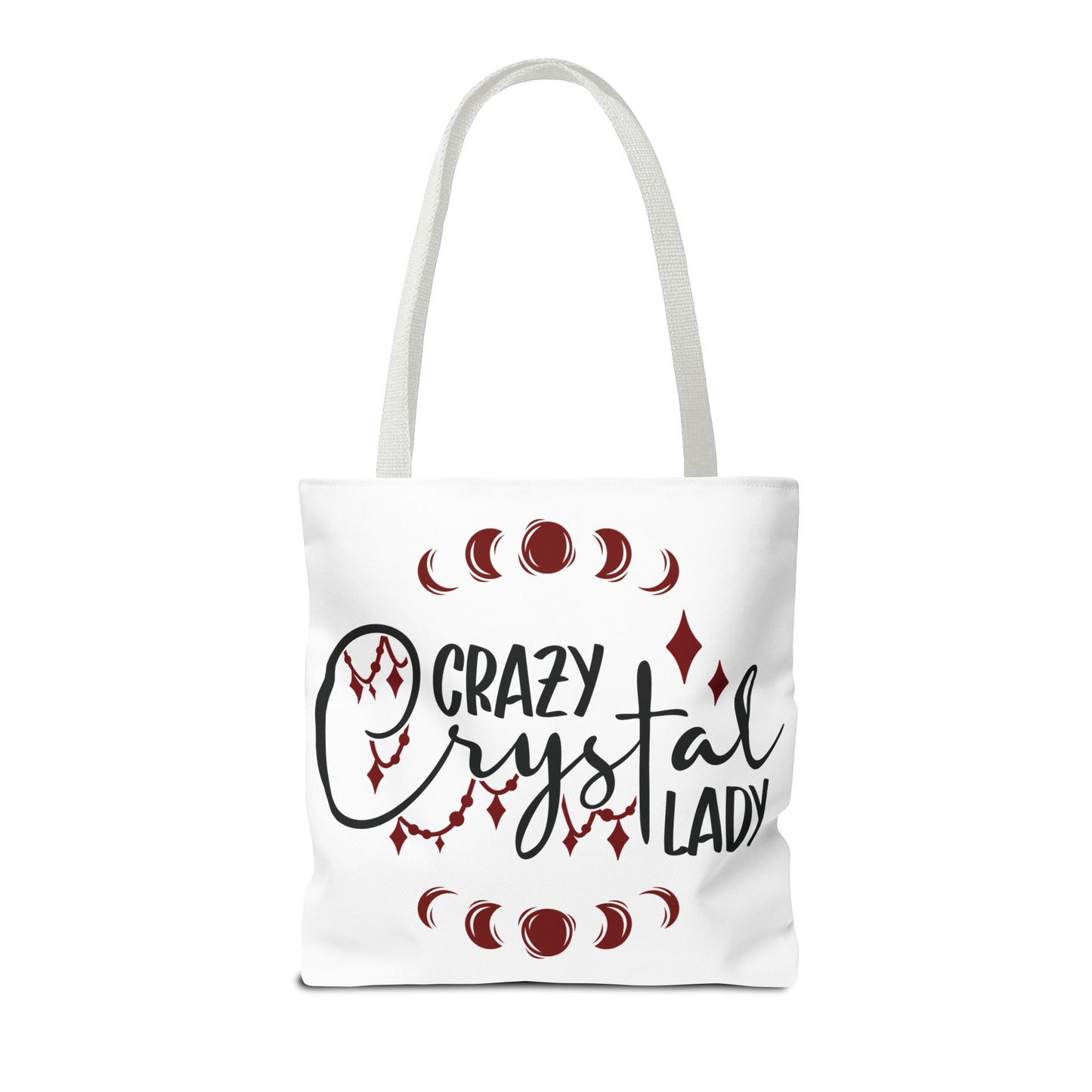 Crazy Crystal Lady Tote Bag - Perfect for Gift, Witchcraft, Crystals, Shopping, Eco-Friendly, Astrology Lover - Divine Mystic Moons