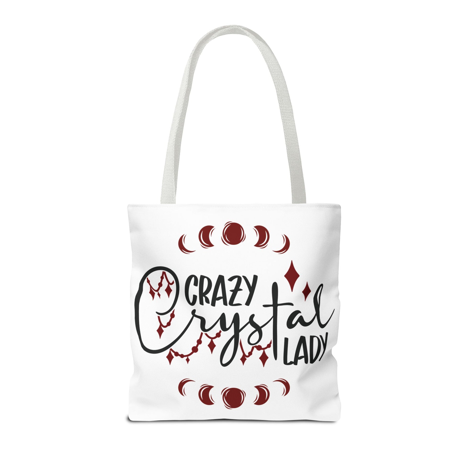 Crazy Crystal Lady Tote Bag - Perfect for Gift, Witchcraft, Crystals, Shopping, Eco-Friendly, Astrology Lover - Divine Mystic Moons