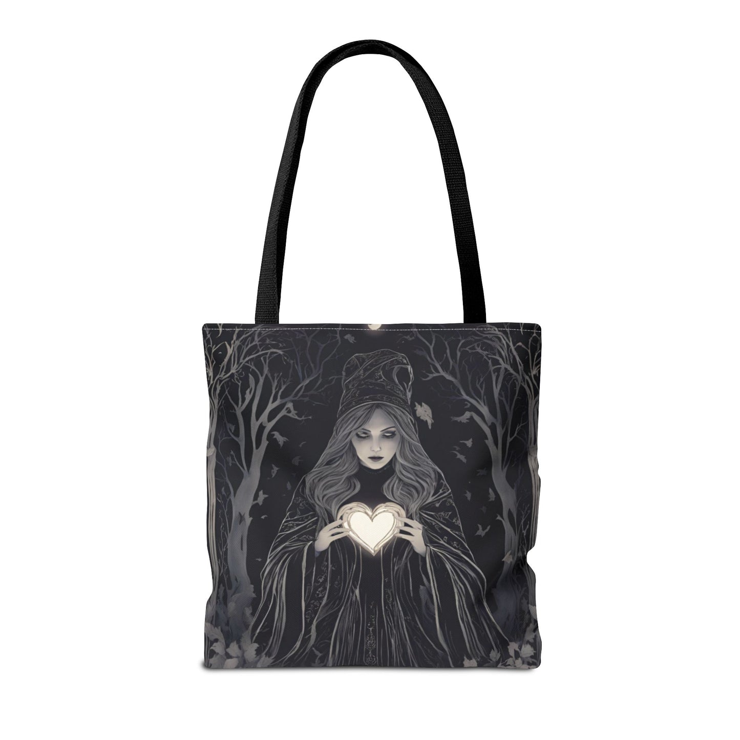 Mystical Heart Tote Bag - Gothic Fashion, Witchy Style, Witchy Gift, Perfect for Halloween, Everyday Use, Stylish Accessory - Divine Mystic Moons