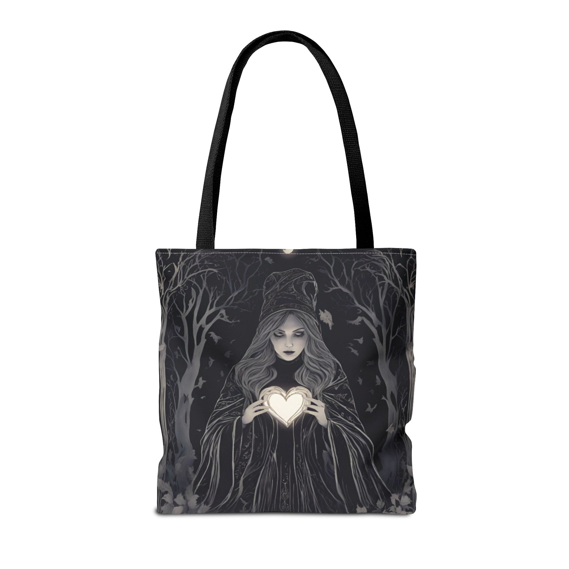 Mystical Heart Tote Bag - Gothic Fashion, Witchy Style, Witchy Gift, Perfect for Halloween, Everyday Use, Stylish Accessory - Divine Mystic Moons