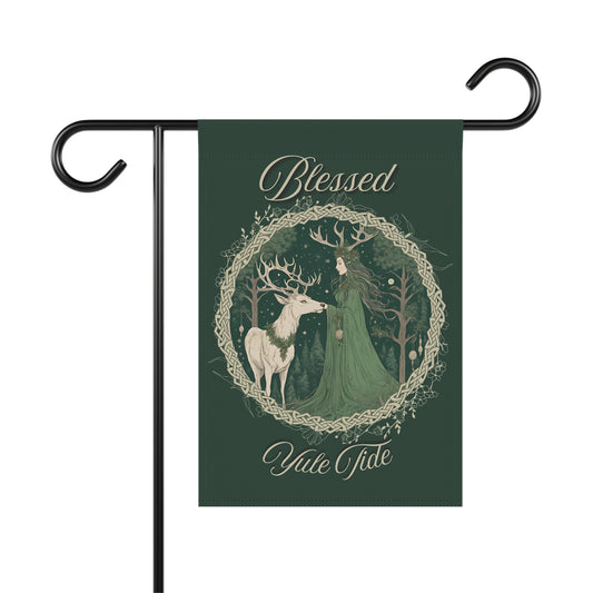 Enchanted Yuletide Garden Banner, Winter Home Decor, Magical Holiday Garden Flag, Blessed Yule Tide Decor, Outdoor Holiday Decor, Seasonal