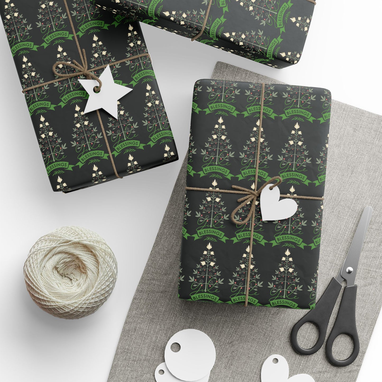 Botanical Yule Tree Wrapping Paper