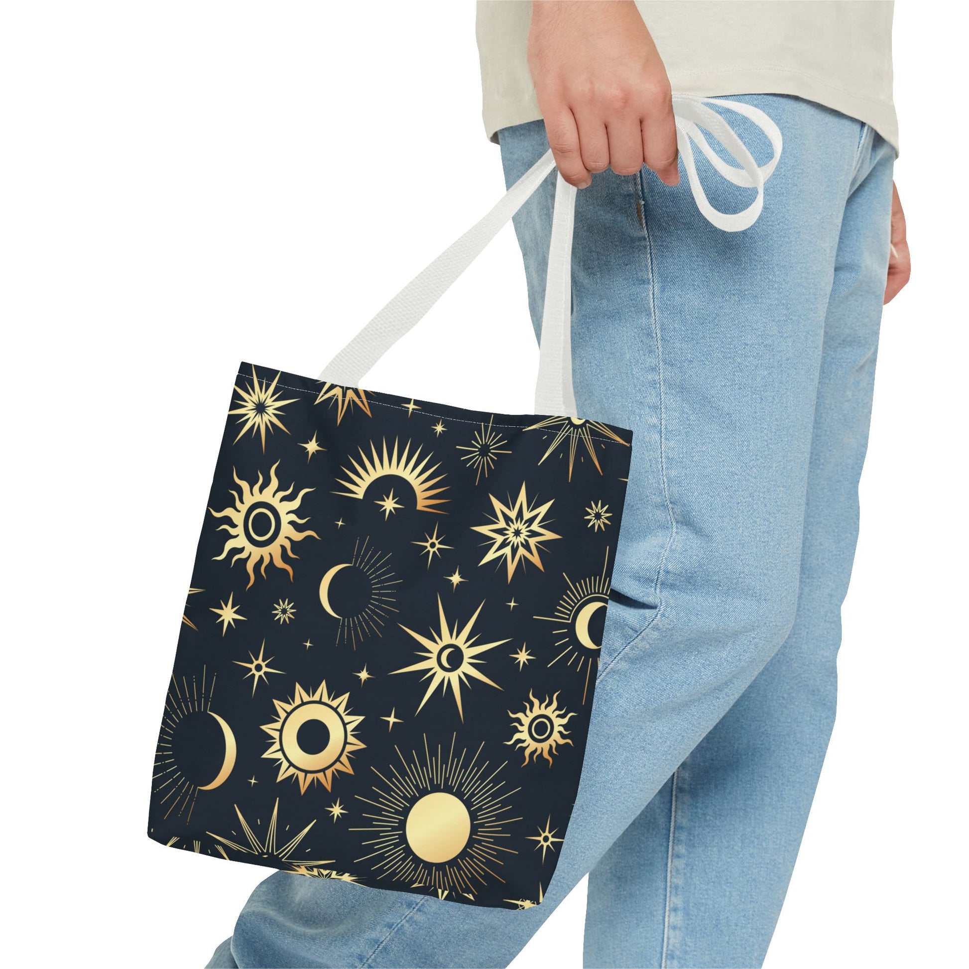 Celestial Tote Bag, Starry Sky Beach Bag, Astrology Shopping Tote, Cosmic Gift for Astronomers, Lunar Print Market Tote - Divine Mystic Moons