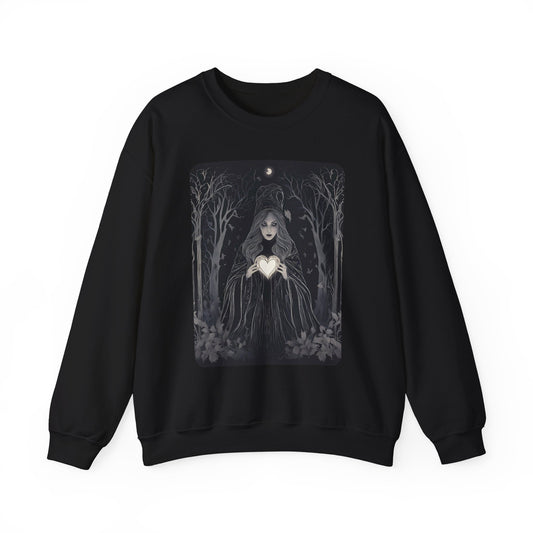 Mystic Heart Sweatshirt | Cozy Fall Fashion, Gift for Witchy Souls, Unisex Crewneck, Halloween Apparel, Autumn Vibes, Everyday Comfort - Divine Mystic Moons