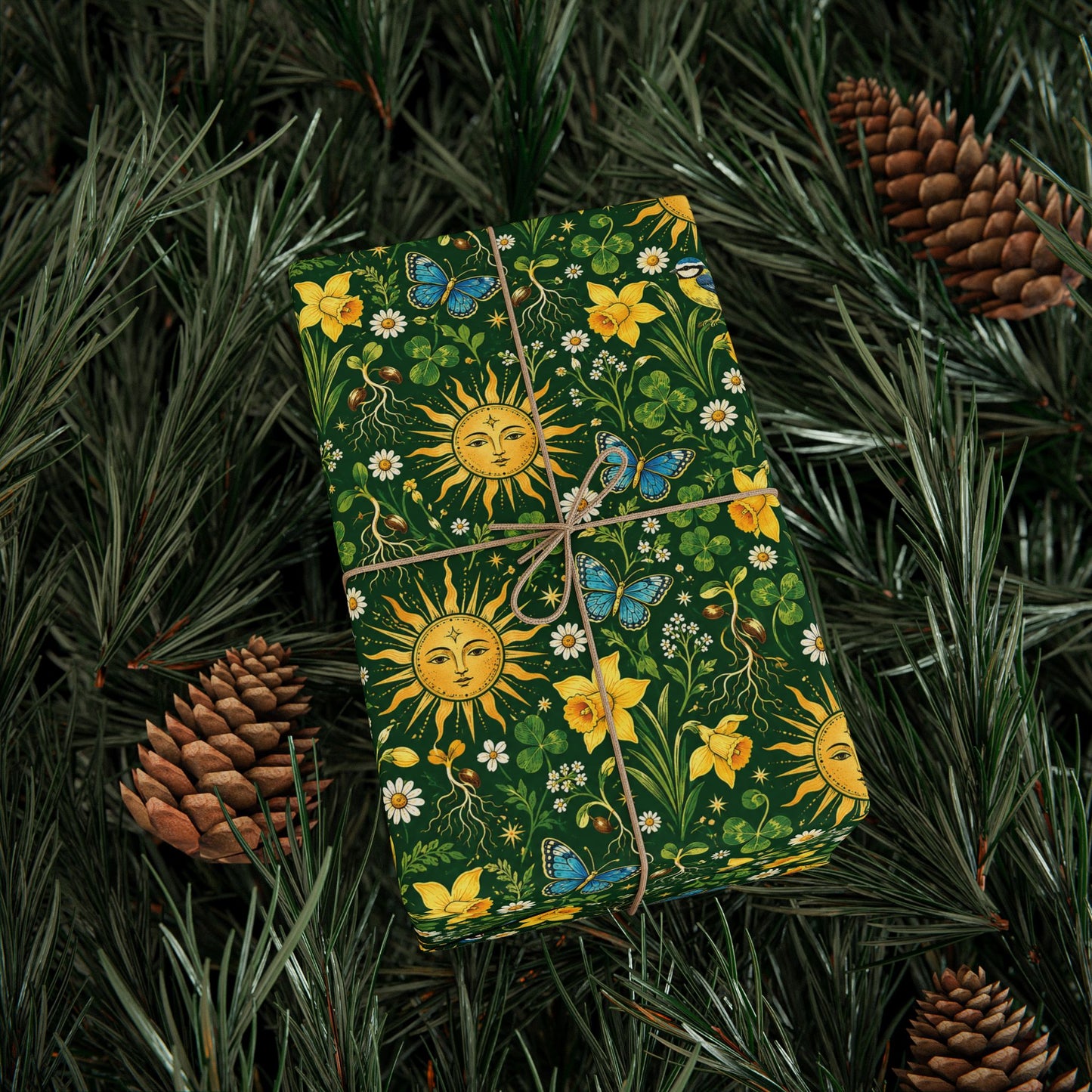 Ostara Golden Sun & Spring Meadow Wrapping Paper