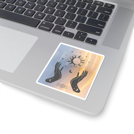 Stickers, Witch Hands Sun Moon Phases Mystical Art, Laptop Decal, Water Bottle Sticker, Planner Decor, Halloween Decorations, Mystical Gift - Divine Mystic Moons
