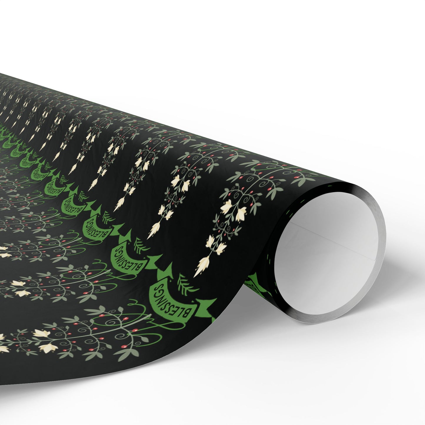 Botanical Yule Tree Wrapping Paper