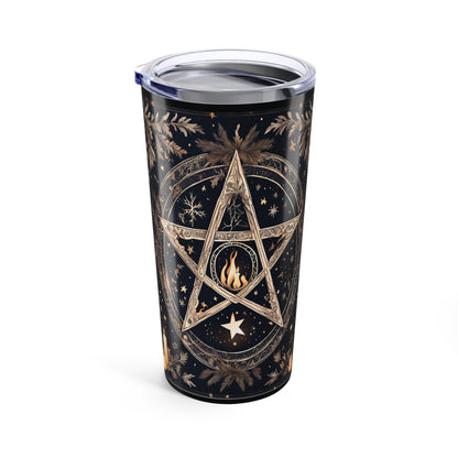 Elemental Flame Pentacle Tumbler – 20oz of Witchy Power Perfect for Witchy Vibes, Gift for Nature Lovers, Coffee or Tea