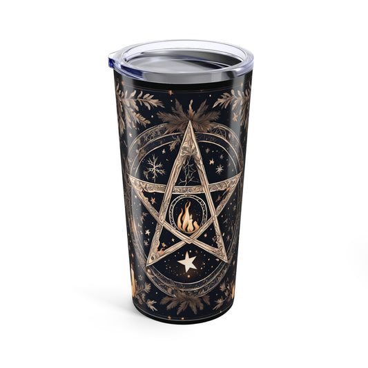 Elemental Flame Pentacle Tumbler – 20oz of Witchy Power Perfect for Witchy Vibes, Gift for Nature Lovers, Coffee or Tea
