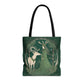 Yuletide Green Witch Tote Bag - Earthly Design, Eco-Friendly Grocery Bag, Reusable Shopping Tote, Nature Lover Gift, Eco Tote, Elemental - Divine Mystic Moons