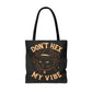 Dont Hex My Vibe Tote Bag Witchy Black Cat Bag, Funny Goth Witch Gift, Halloween Spellcaster Purse, Sarcastic Occult Accessory - Divine Mystic Moons