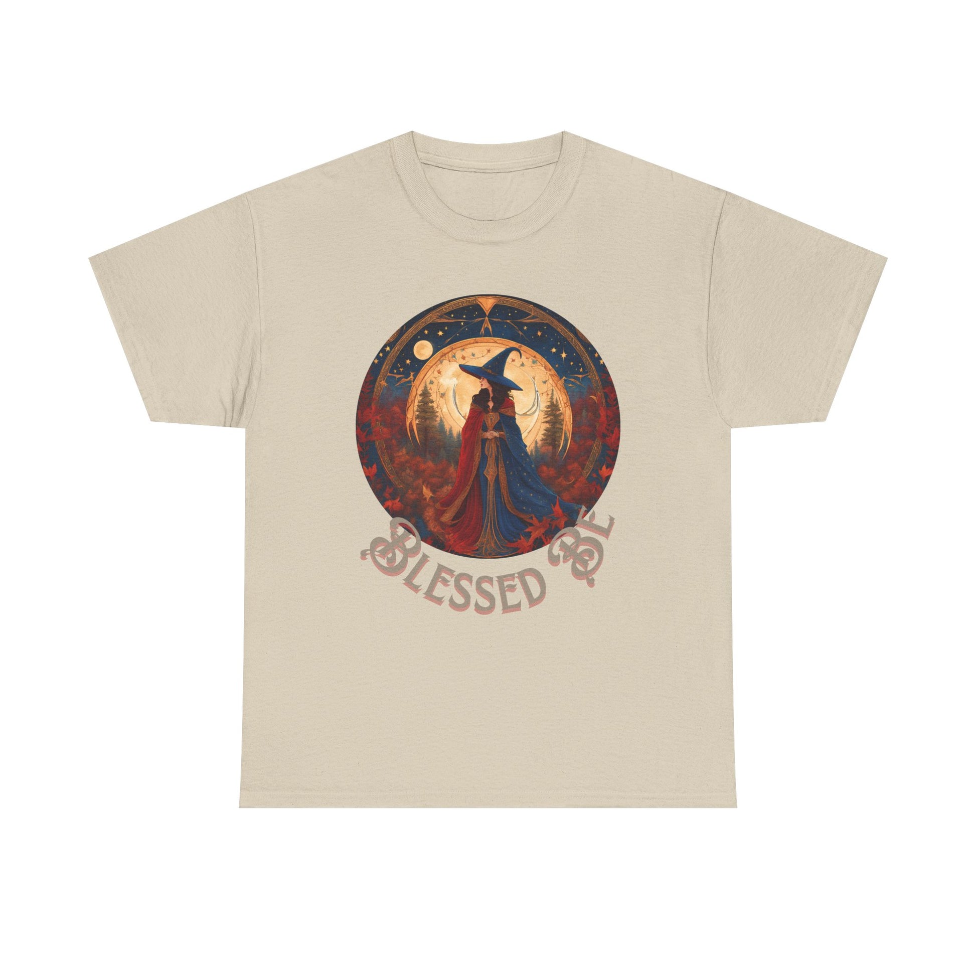 Blessed Be Unisex Heavy Cotton Tee, Witchy Shirt for Pagans, Gifting for Halloween, Casual Wear, Spiritual Apparel, Festival Top - Divine Mystic Moons