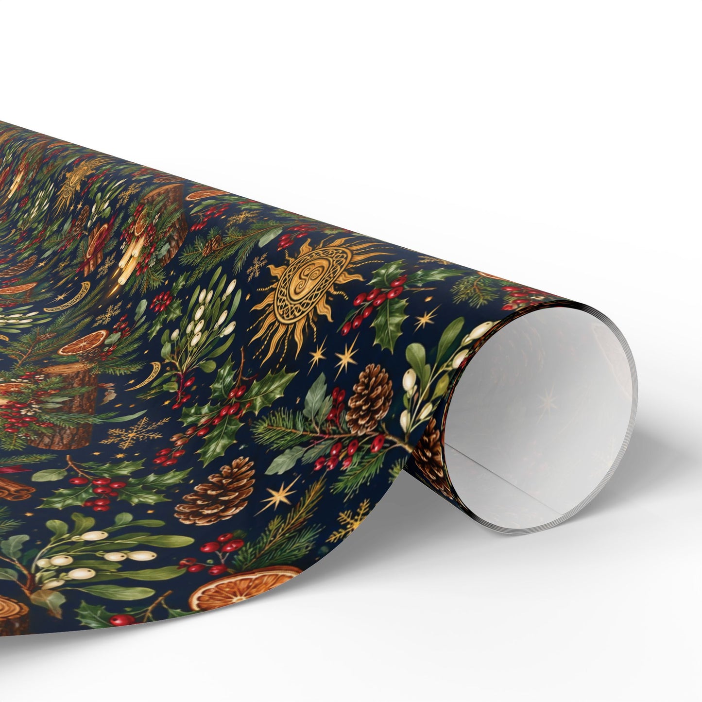 Celtic Yule Log & Solstice Sun Wrapping Paper