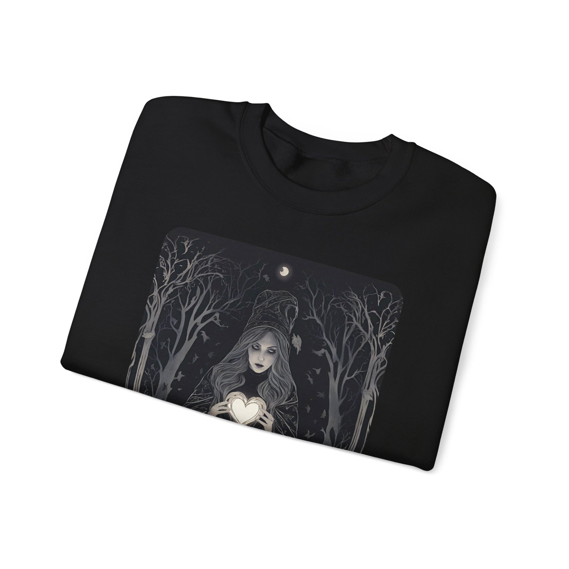 Mystic Heart Sweatshirt | Cozy Fall Fashion, Gift for Witchy Souls, Unisex Crewneck, Halloween Apparel, Autumn Vibes, Everyday Comfort - Divine Mystic Moons