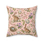 Ostara Rabbit & Spring Egg Faux Suede Pillow | Pink Spring Equinox Decor