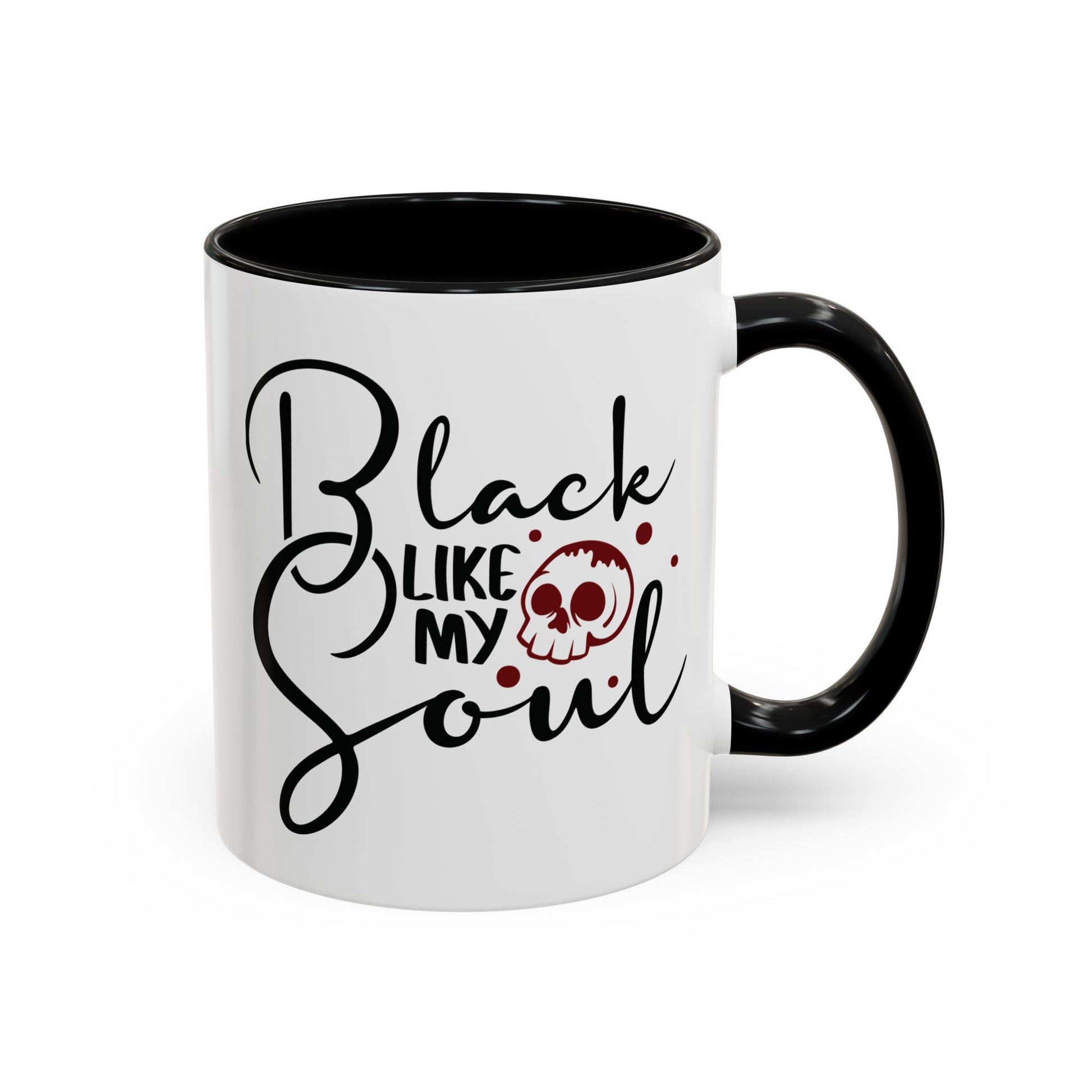 Black Like My Soul Mug – Gothic Coffee Cup, Funny Dark Humor Gift, Pink, Red, or Black Two-Tone Ceramic Mug, Alt Aesthetic Drinkware - Divine Mystic Moons