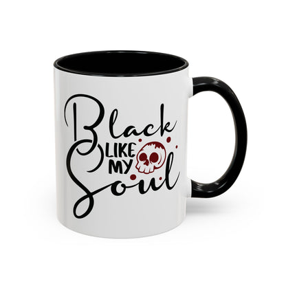 Black Like My Soul Mug – Gothic Coffee Cup, Funny Dark Humor Gift, Pink, Red, or Black Two-Tone Ceramic Mug, Alt Aesthetic Drinkware - Divine Mystic Moons